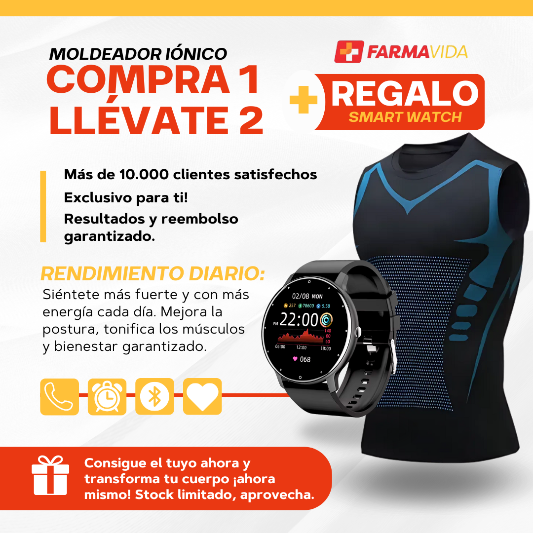 Chaleco Moldeador Iónico Fiber Pulse™ - 2X1 + Smartwatch - 50% Descuento